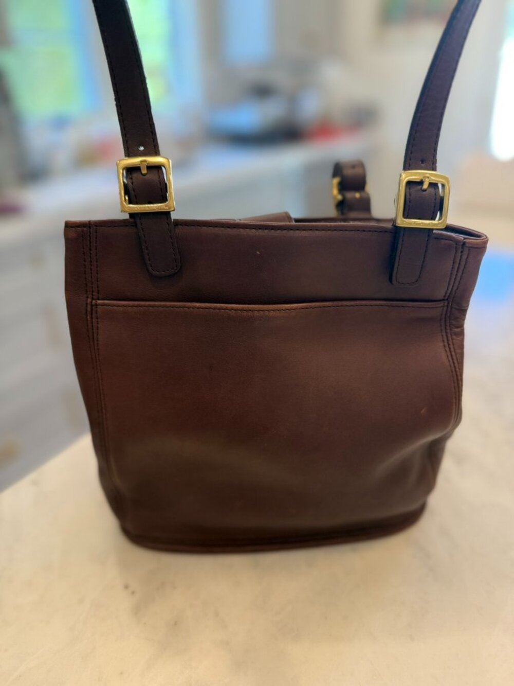 Vintage Coach Soho Buckle Tote Bag Mahogany Leather 4157 90s